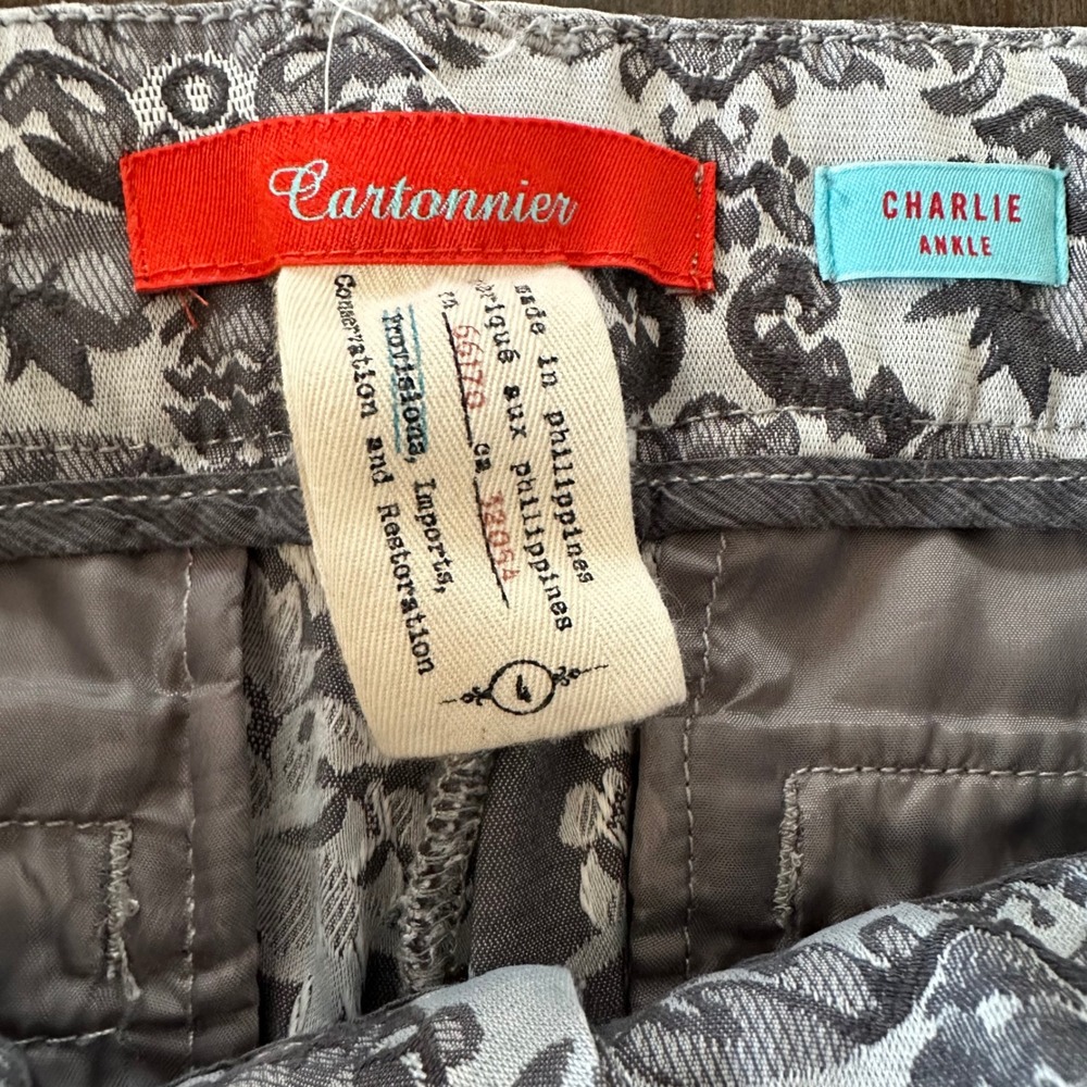 Anthropologie Cartonnier Jacquard Charlie Ankle Pants Holiday Classy Gray 4 - Picture 3 of 7